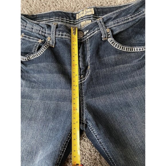 Earl Jeans Womens Size 6 Blue Straight Leg Embellished Medium Wash Denim Classic - Picture 14 of 14